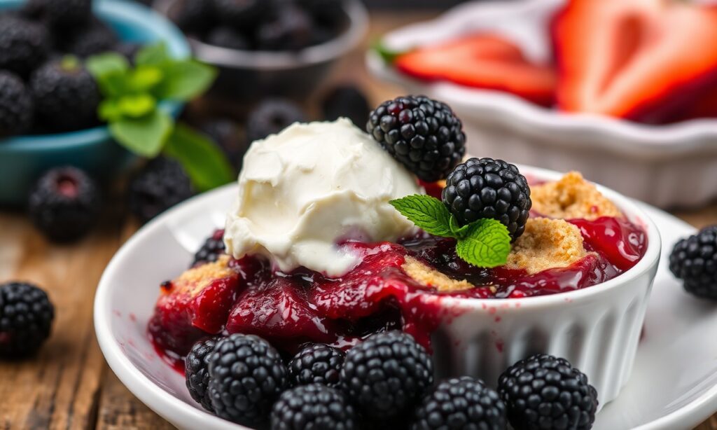 Delicious old-fashioned blackberry cobbler, a taste of summer joy.