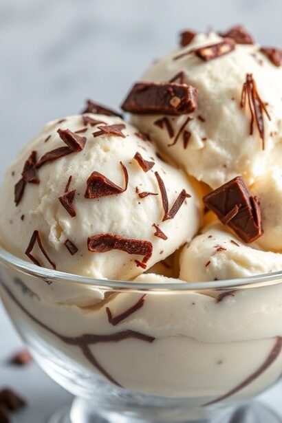 Delicious authentic stracciatella gelato, creamy and rich Italian dessert.