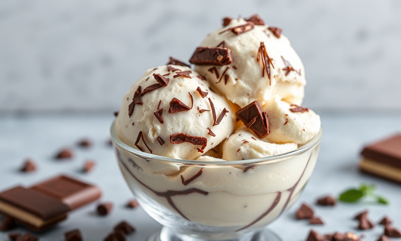 Delicious authentic stracciatella gelato, creamy and rich Italian dessert.