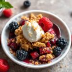 Delicious vegan berry crumble, a perfect fruit dessert.