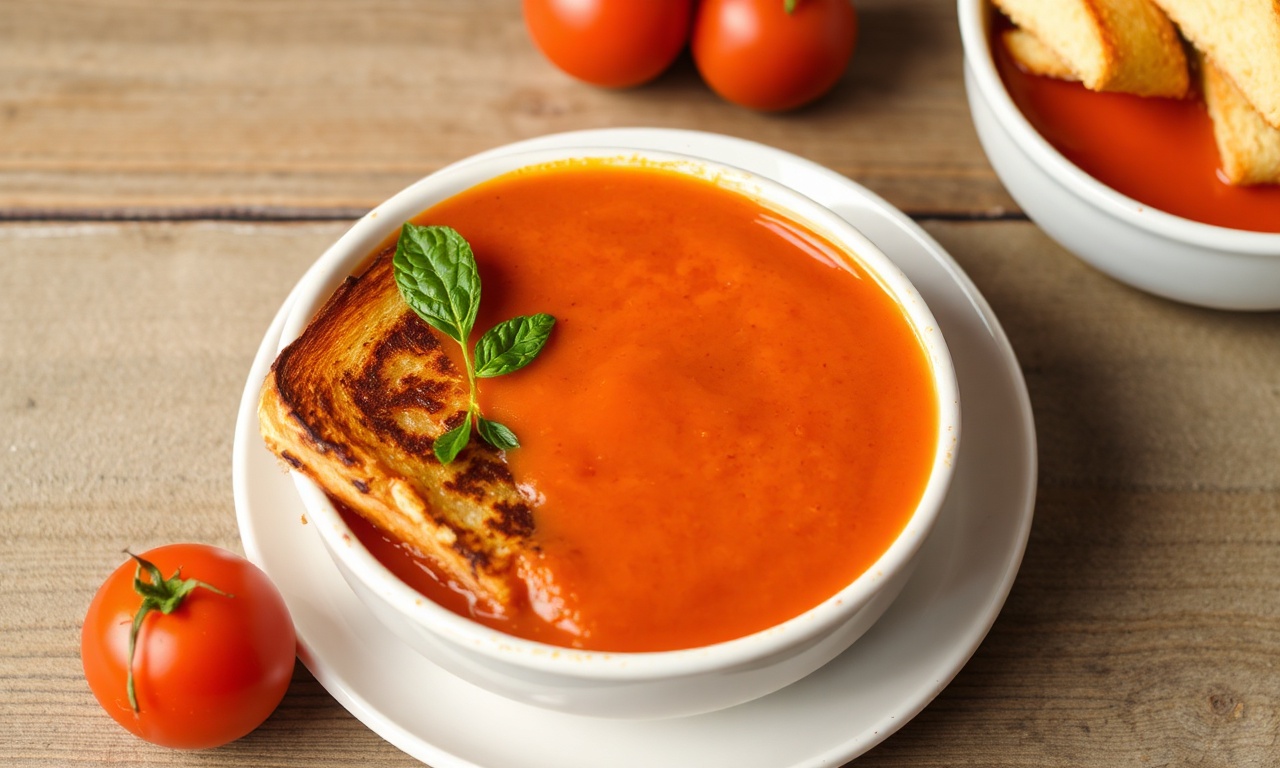 Delicious classic grilled cheese and tomato soup, comfort food perfection.