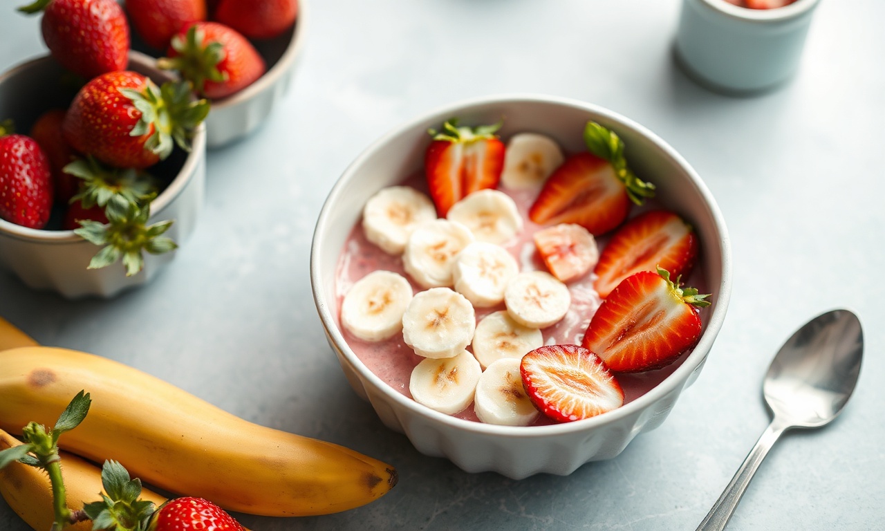 Satisfying quick strawberry banana power bowl for a healthy meal.