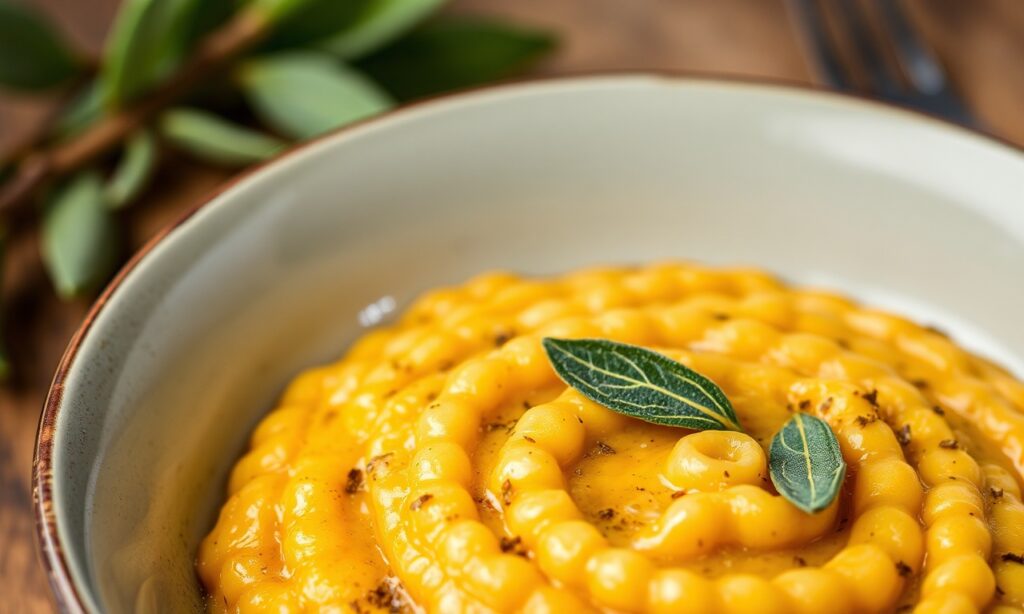 Creamy butternut squash risotto with sage for a comforting autumn meal.