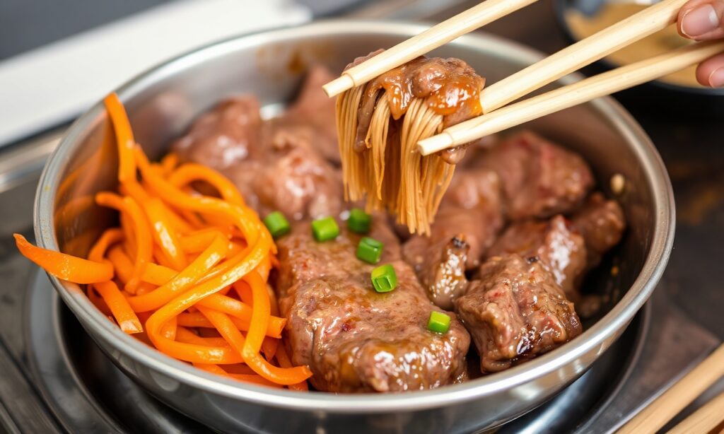 Delicious Authentic Korean BBQ beef bulgogi, rich culinary heritage.