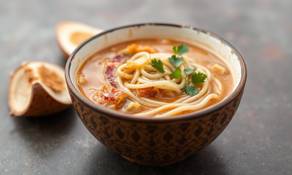 Savory French onion ramen, a unique, comforting soup twist.