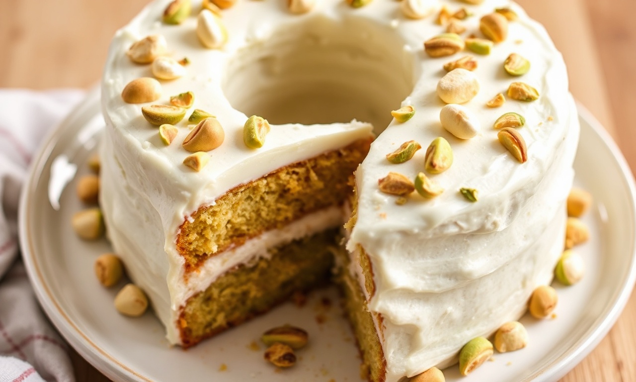 Delicious moist pistachio Watergate cake recipe for baking.