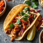 Irresistible vegan jackfruit teriyaki tacos with crunchy slaw.