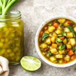 Tangy green tomato chow-chow relish, a zesty condiment.