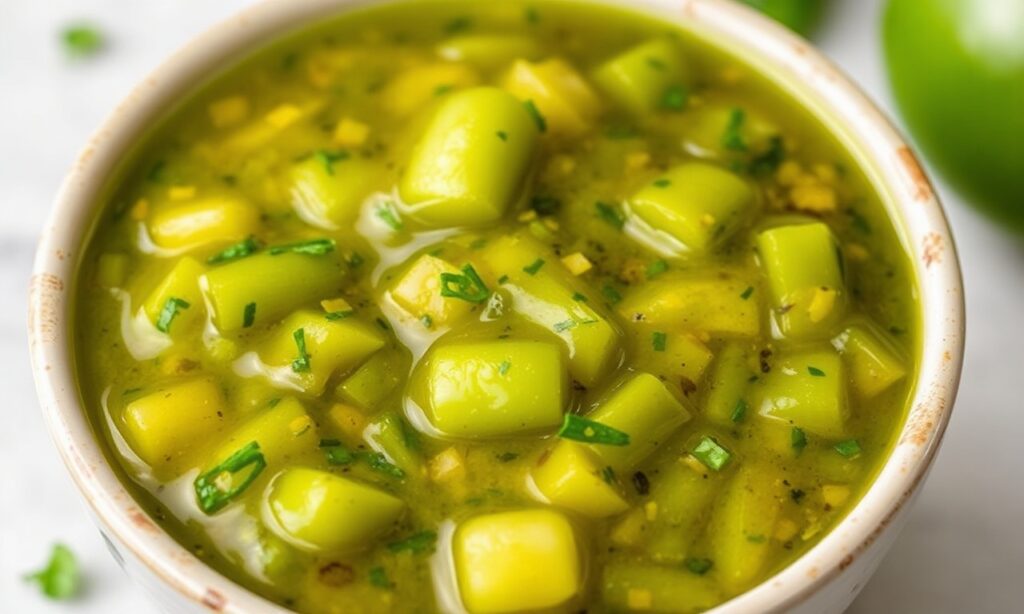 Tangy green tomato chow-chow relish, a vibrant Southern condiment.
