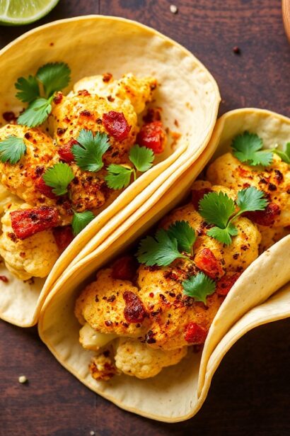 Perfect spicy roasted cauliflower tacos, delicious and easy.
