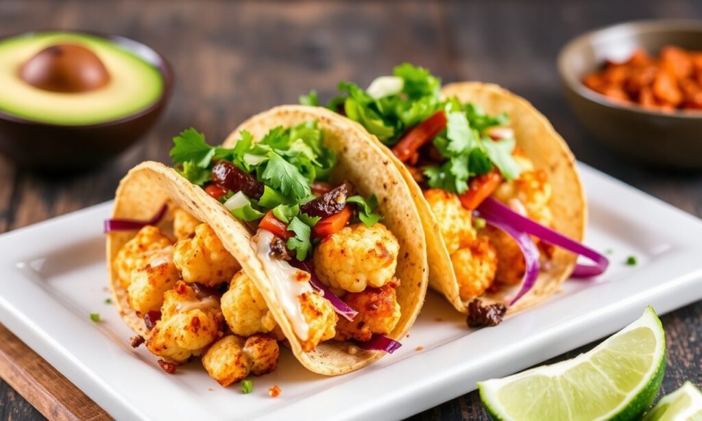Perfect spicy roasted cauliflower tacos recipe.