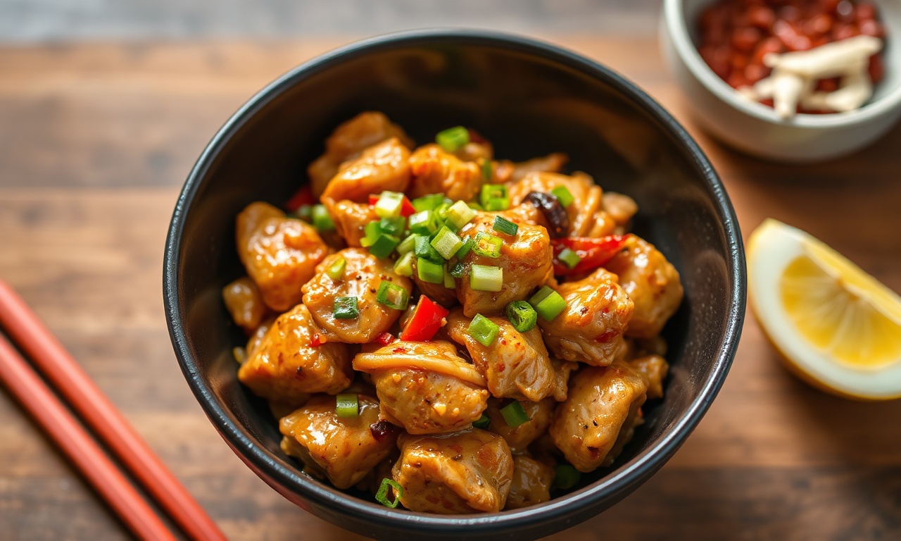 Quick easy moo shu chicken, fast 15-minute recipe.