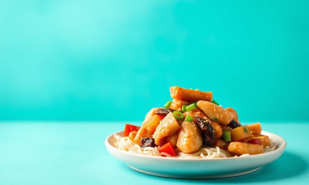 Quick easy 15-minute Moo Shu Chicken recipe for speedy dinner success.