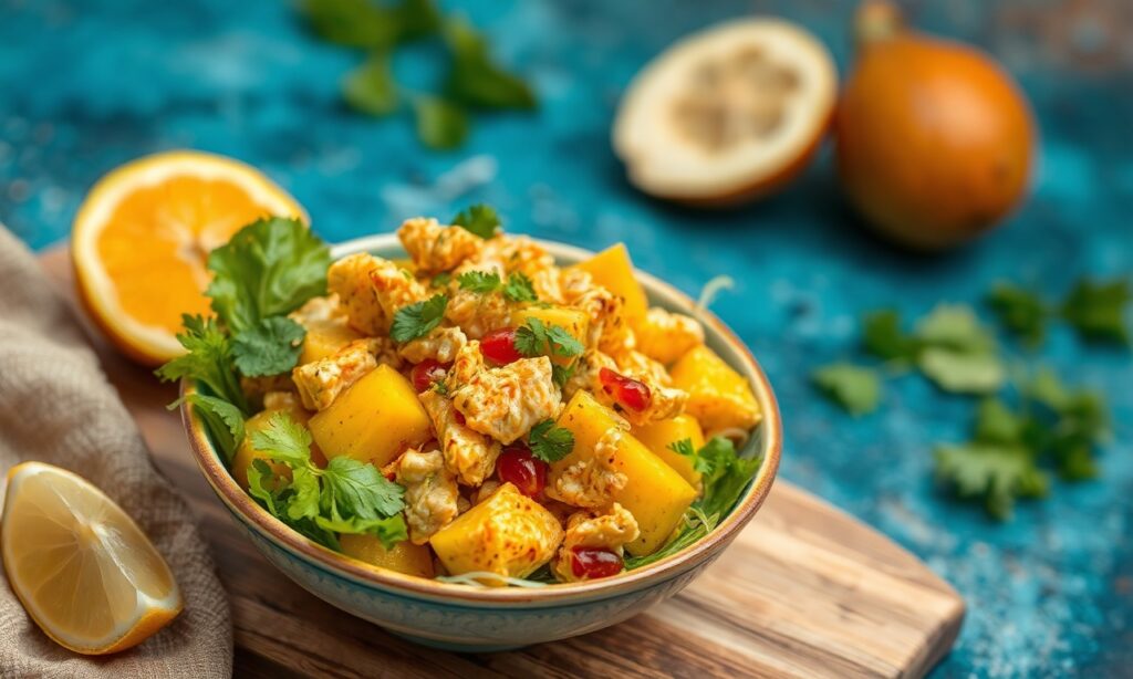 Discover unique mango curry chicken salad: tropical, flavorful twist.
