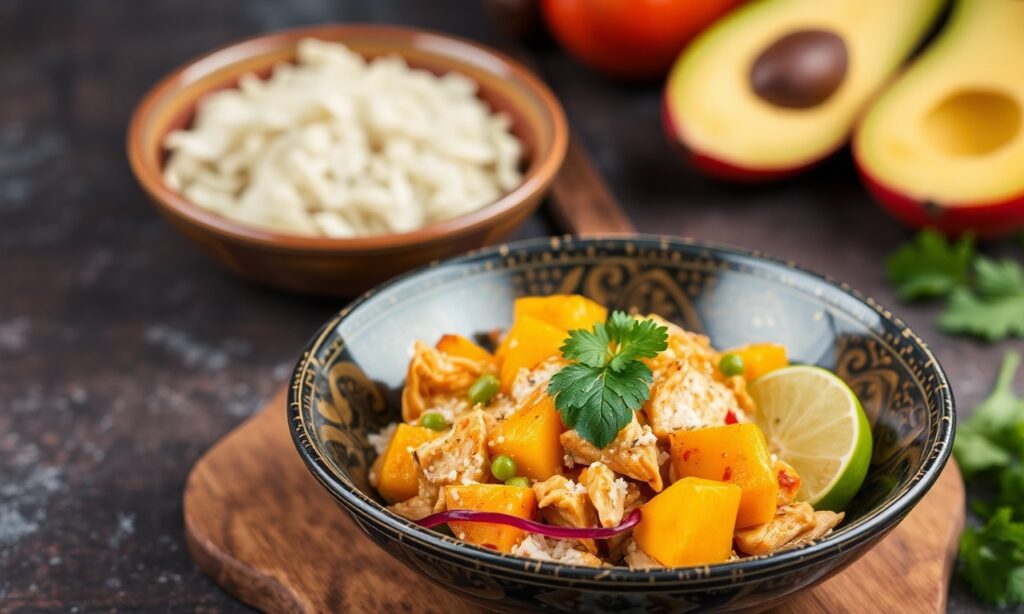 Discover unique mango curry chicken salad: tropical sweet and savory delight.