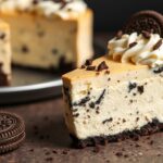 Decadent Oreo cheesecake with rich Oreo crust delight.