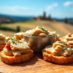 Decadent rich chicken liver pâté on crispy crostini.