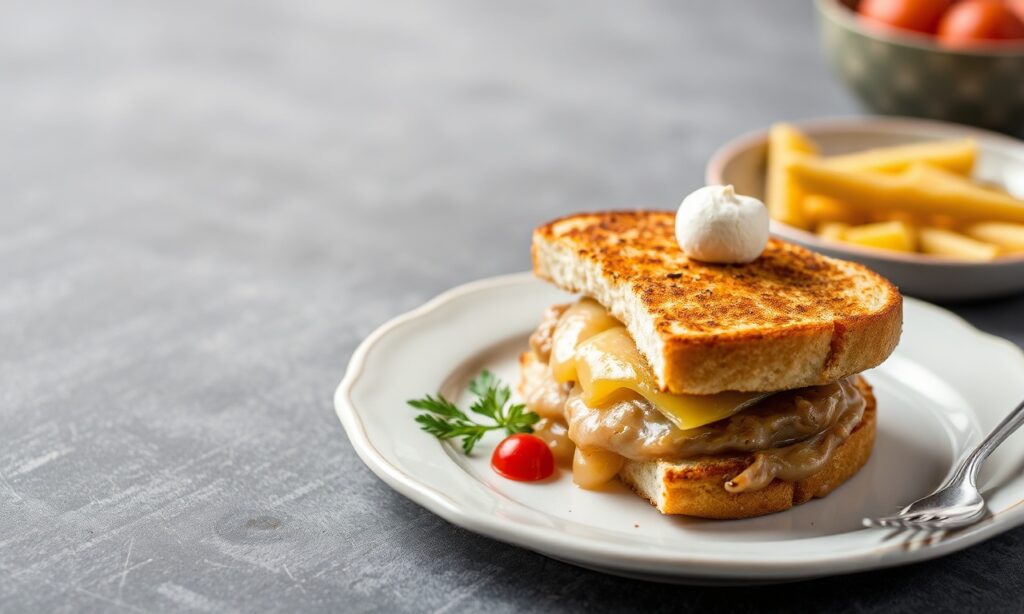 Irresistible Gooey Turkey Swiss Monte Cristo sandwich, rich heritage.