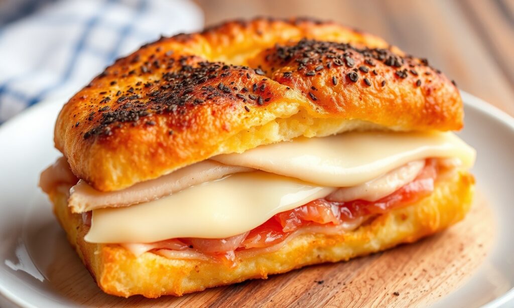 Irresistible gooey turkey swiss Monte Cristo sandwich perfection.