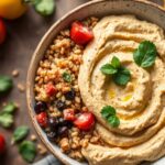 Perfect healthy Mediterranean quinoa bowls with hummus recipe.