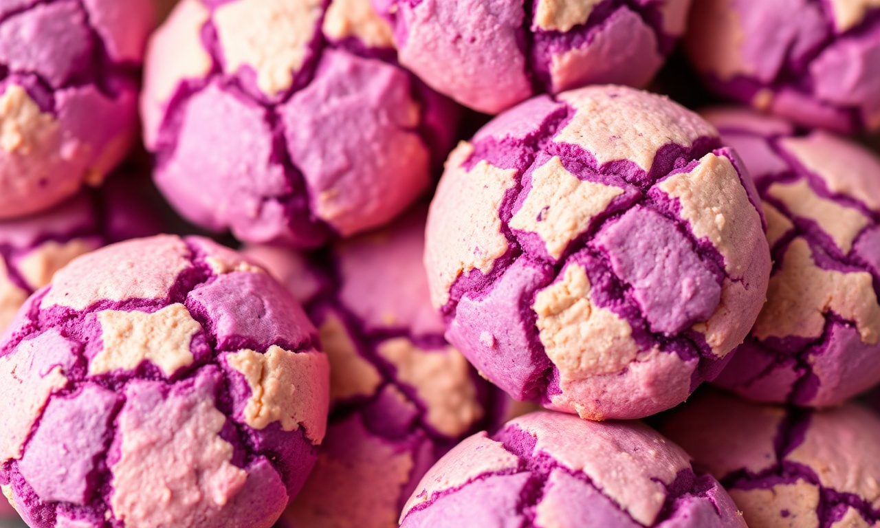 Irresistible Ube crinkle cookies with vibrant purple hue.