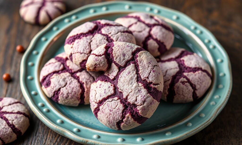 Irresistible Ube crinkle cookies: vibrant, traditional, creative twist.