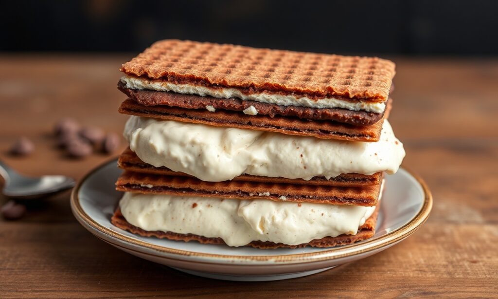 Classic chocolate wafer ice cream sandwich, homemade with love.