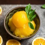 Refreshing yuzu citrus sorbet dessert, vibrant and cool.
