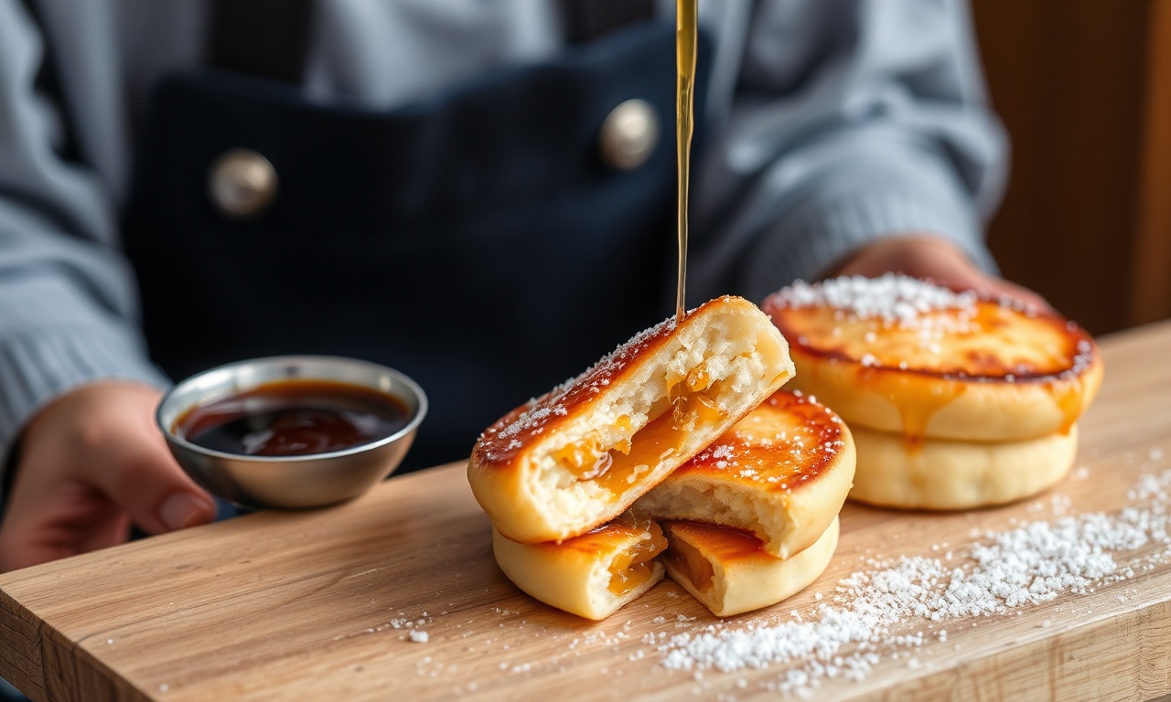 Irresistible Korean sweet pancakes, a delicious treat.