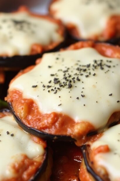 Perfect low-carb baked eggplant parmesan dish.