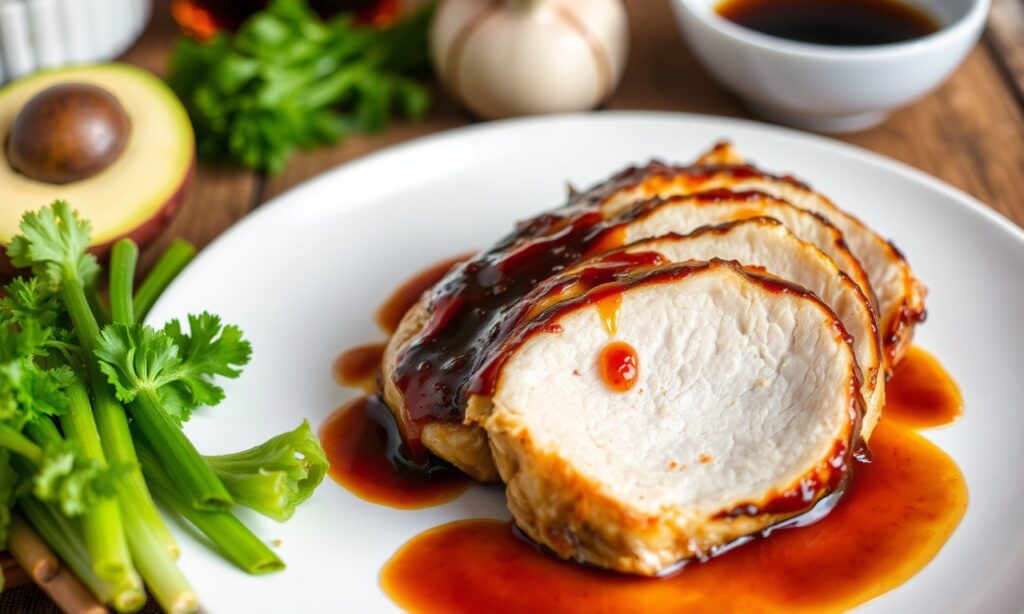 Savory glazed turkey breast, a flavorful culinary delight.