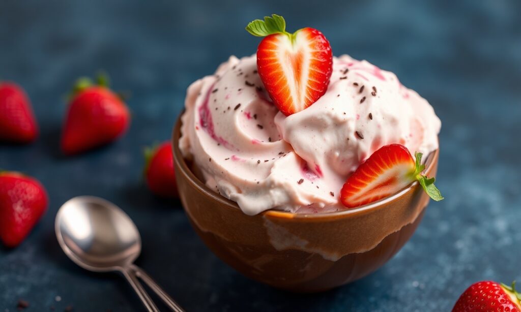Classic Neapolitan ice cream: vanilla, chocolate, strawberry trio.