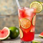 Refreshing agua: Watermelon, cucumber, lime bliss.