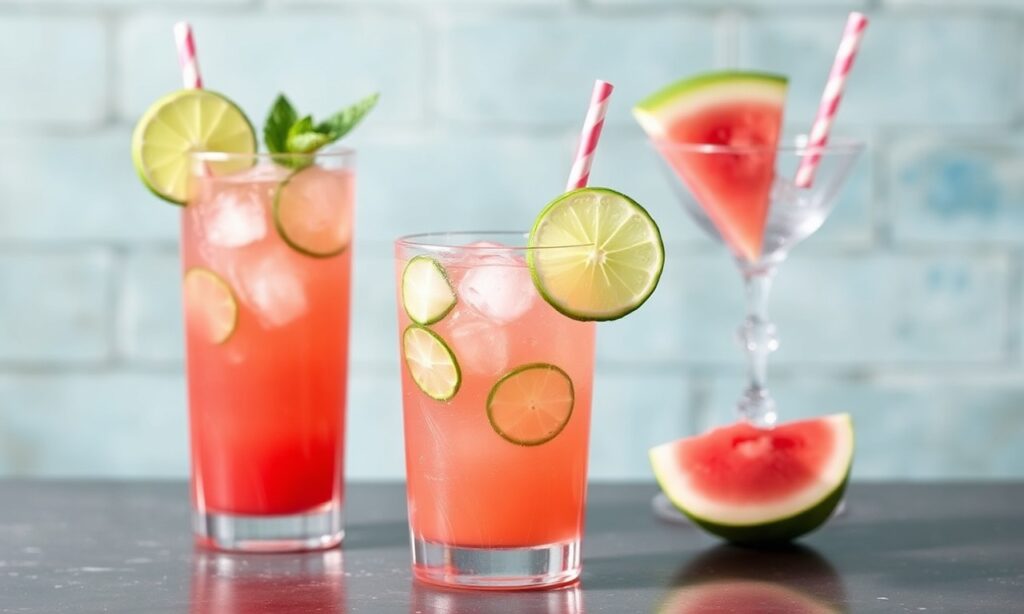Refreshing agua: watermelon cucumber lime bliss for summer thirst.