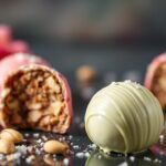Indulgent pistachio and rose water truffles, a luxurious sweet treat.