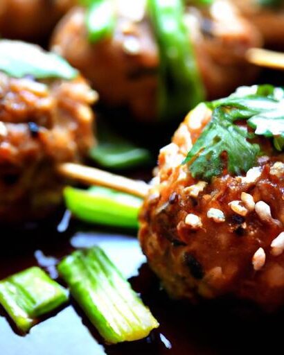 Savory Quick Asian BBQ Chicken Meatballs with Sesame Glaze
