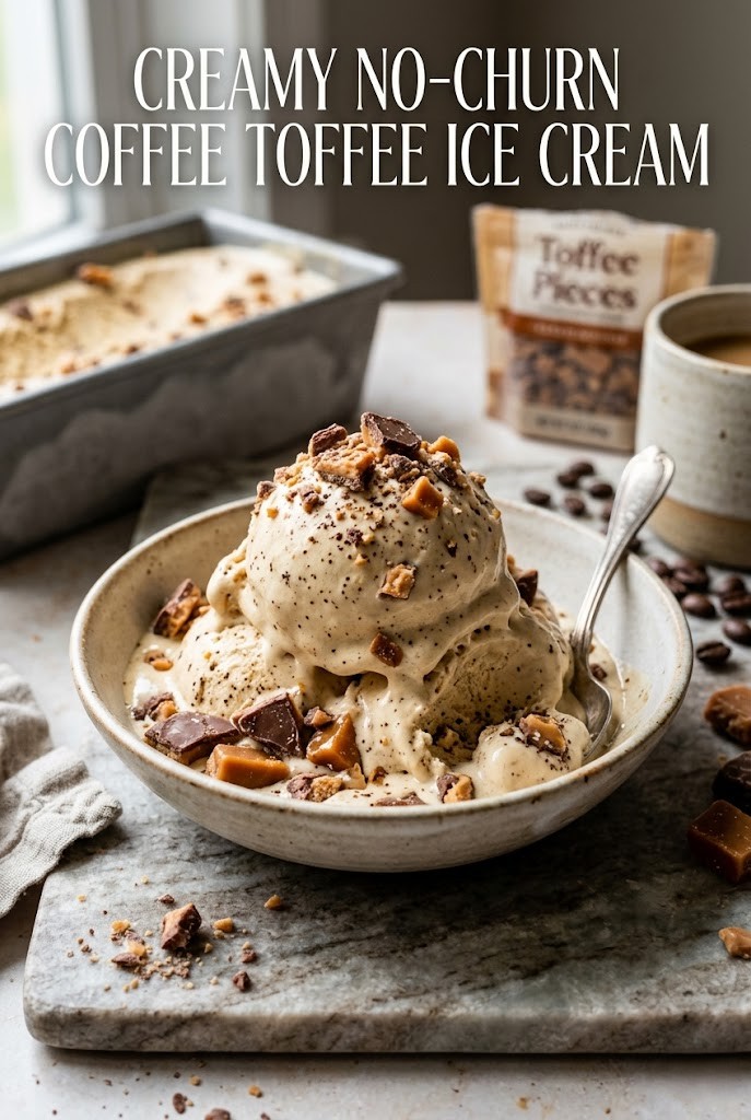 Creamy No-Churn Coffee Toffee Ice Cream: Sweet & Simple