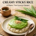 Delight in Sweet Pandan Custard with Creamy Sticky Rice