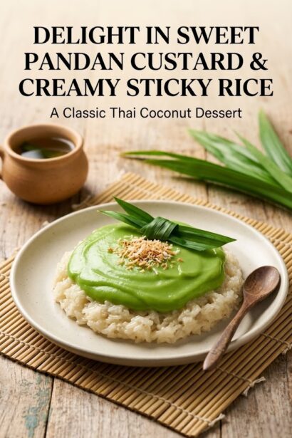 Delight in Sweet Pandan Custard with Creamy Sticky Rice
