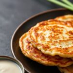 Crispy scallion pancakes recipe with soy-vinegar dip.