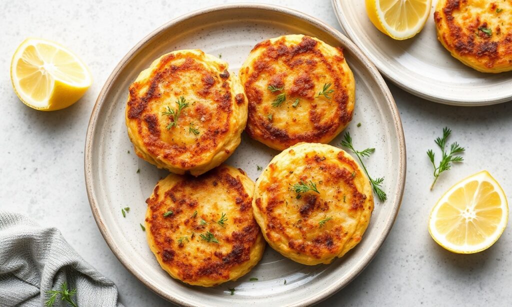 Zesty lemon dill salmon patties recipe for a quick, flavorful meal.