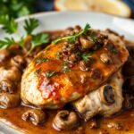 Savoring Chicken Marsala: rich mushroom sauce, a delightful dish.