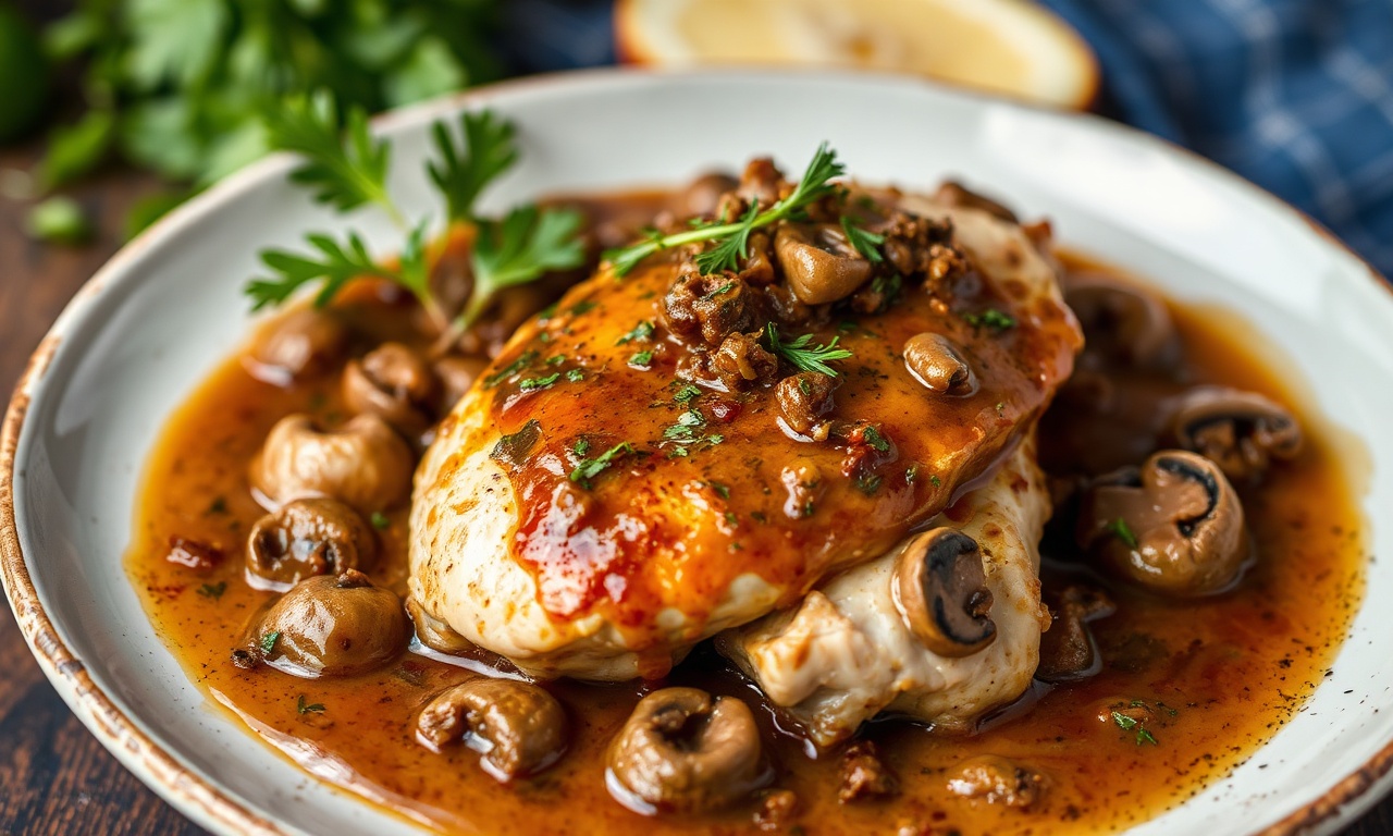 Savoring Chicken Marsala: rich mushroom sauce, a delightful dish.