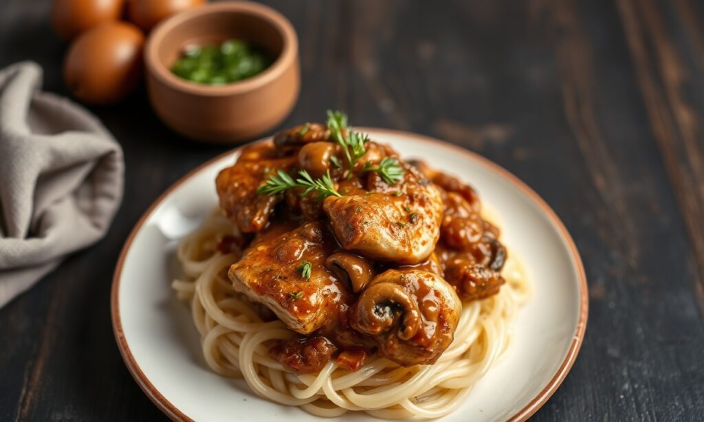 Savoring Chicken Marsala: Rich mushroom sauce, a delightful Italian-inspired dish.