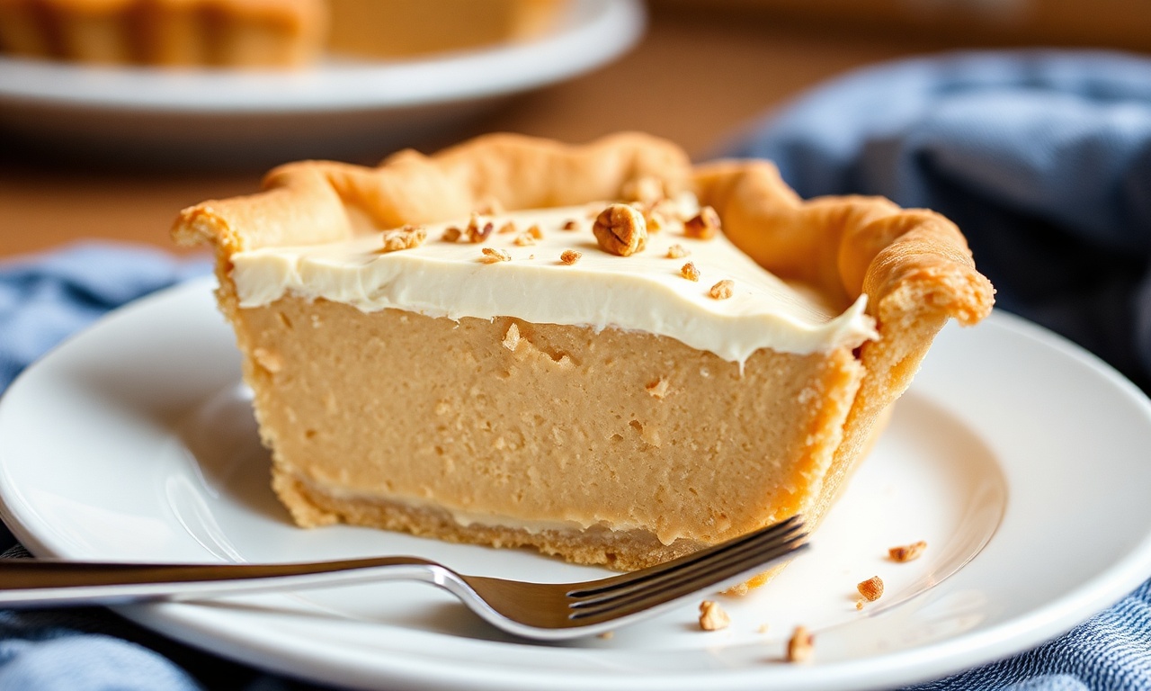 Timeless delight: Amish peanut butter cream pie slice.