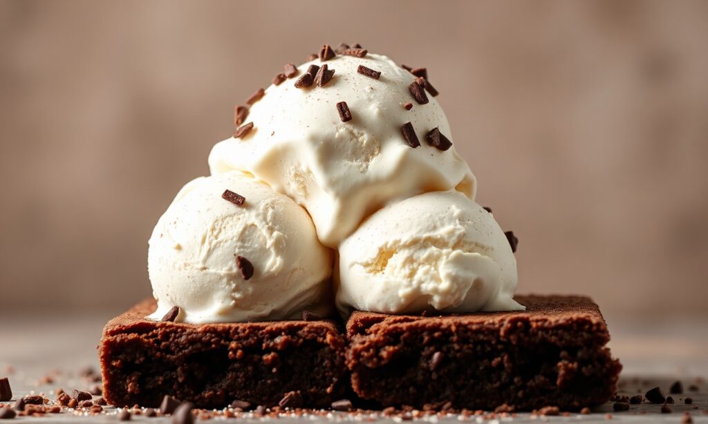 Indulgent vegan chocolate fudge brownie ice cream bliss.