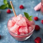 Refreshing raspberry shaved ice granita, a sweet summer treat.