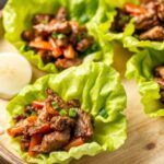 Easy Korean bulgogi beef lettuce bites recipe.