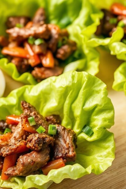 Easy Korean bulgogi beef lettuce bites recipe.