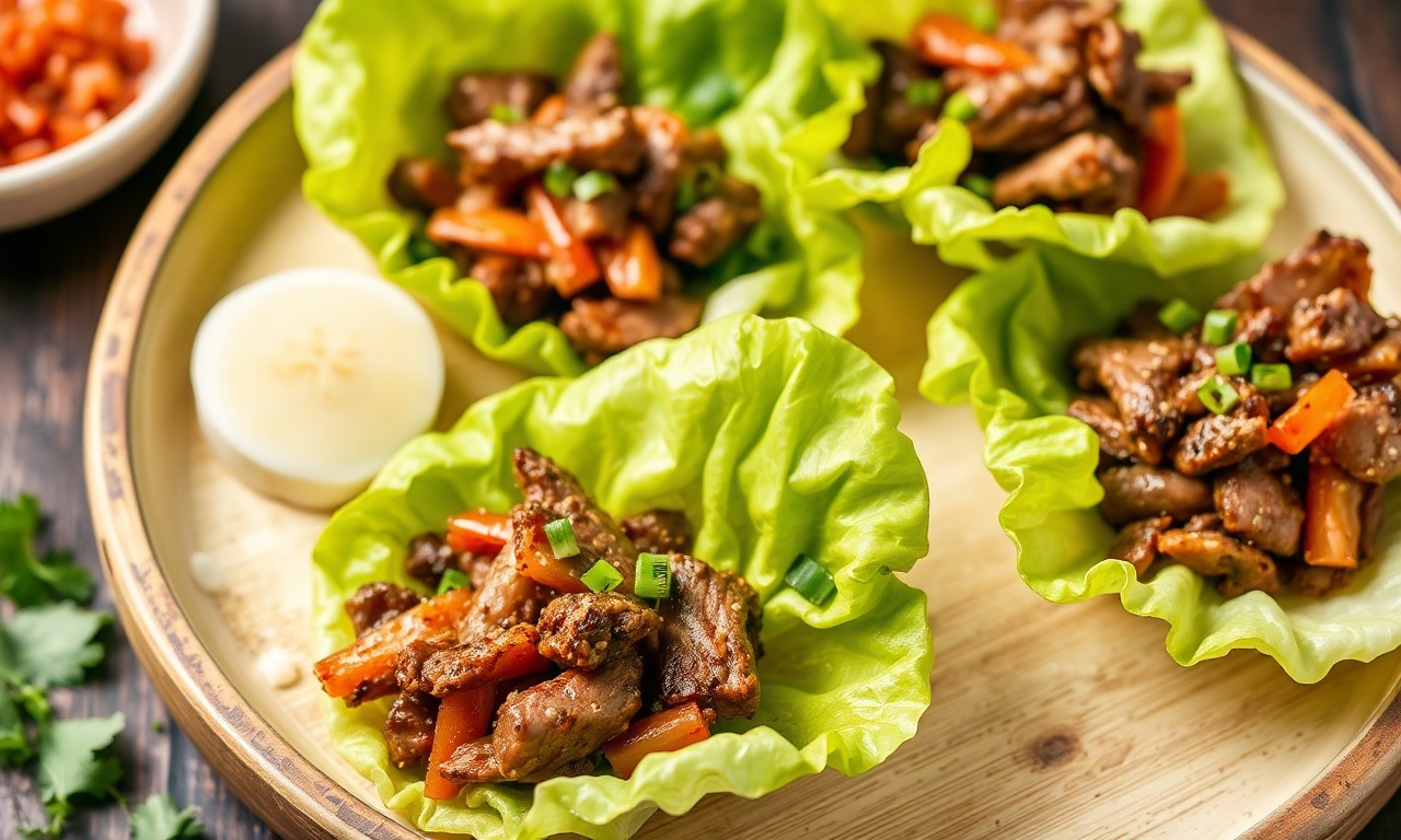 Easy Korean bulgogi beef lettuce bites recipe.
